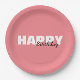 Moderne roze Typografie Happy Birthday Papieren Bordje
