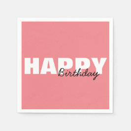 Moderne roze Typografie Happy Birthday Party Servet