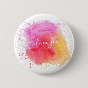 Moderne roze verf ronde button 5,7 cm