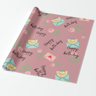 Moderne roze verjaardagscadeau cadeaupapier