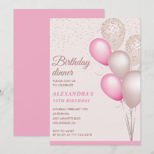 Moderne Roze Verjaardagsdiner 54ste verjaardag Kaart