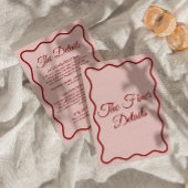 Moderne roze vet funky retro chique bruiloft detai informatiekaartje