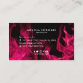 Moderne Roze Vlammen Custom Logo & Sociale Pictogr Visitekaartje (Achterkant)