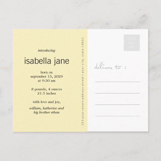 Moderne roze vogelfamilie Eenvoudige foto geboorte Aankondigingskaart (Achterkant)