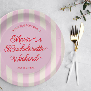 Moderne roze vrijgezellenfeest papieren bord