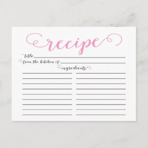 Moderne roze Vrijgezellenfeest Recipe Cards Briefkaart