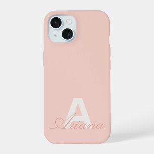 Moderne Roze Vrouwelijke Script Monogram iPhone 15 Hoesje