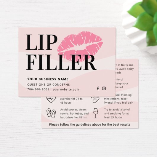 Moderne roze vulling nazorginstructies Kaart (Bureau)