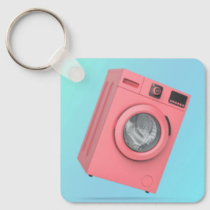 Moderne roze wasmachine sleutelhanger
