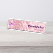 Moderne Roze Water Rimpel Aangepast Logo Kantoor Bureau Naambordje (Voorkant)