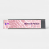 Moderne Roze Water Rimpel Aangepast Logo Kantoor Bureau Naambordje (Voorkant)