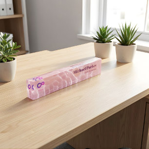 Moderne Roze Water Rimpel Aangepast Logo Kantoor Naambordje