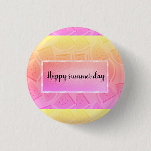 Moderne roze watermeloen, zomer ronde button 3,2 cm