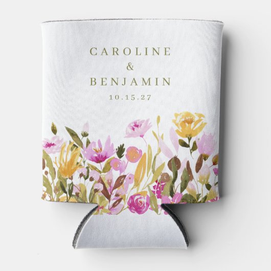 Moderne roze Waterverf - Aangepaste namen bruiloft Blikjeskoeler (Voorkant)