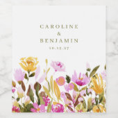 Moderne roze Waterverf - Aangepaste namen bruiloft Wijn Etiket (Enkel label)