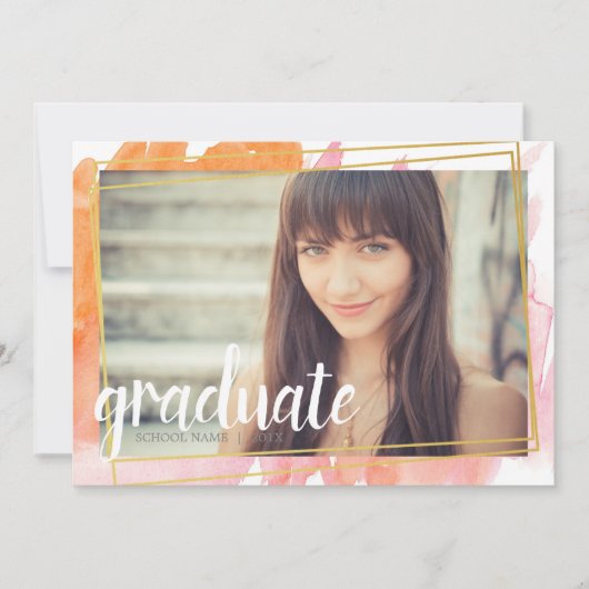 Moderne roze Waterverf Afstuderen Kaart (Voorkant)