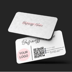 Moderne Roze Waterverf Buffalo Plaid QR CODE  Visitekaartje