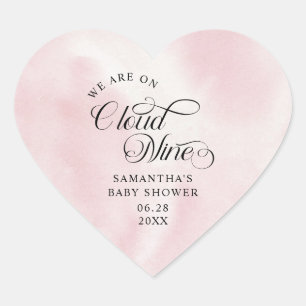 Moderne Roze Waterverf Cloud Nine Baby Hart Sticker