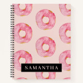 Moderne roze Waterverf doneert patroon met naam Notitieboek (Voorkant)