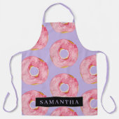 Moderne roze Waterverf doneert patroon met naam Schort (Voorkant)