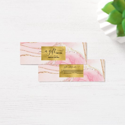 Moderne roze Waterverf en goudolie Mini Visitekaartjes (Bureau)