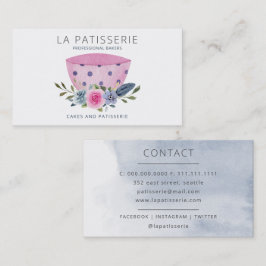 Moderne roze Waterverf Floral bakkerij Pastry Chef Visitekaartje