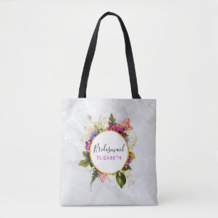 Moderne roze Waterverf Floral Bouquet Bridesmaid Draagtas