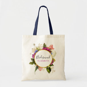 Moderne roze Waterverf Floral Bouquet Bridesmaid Tote Bag