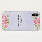 Moderne roze Waterverf Floral Case-Mate iPhone Case (Achterkant (horizontaal))