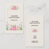 Moderne roze Waterverf Floral Lijst Visitekaartje (Voorkant / Achterkant)