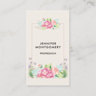 Moderne roze Waterverf Floral Lijst Visitekaartje