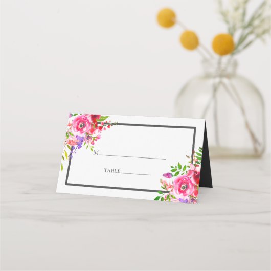 Moderne roze Waterverf Floral Wedding (Voorkant)