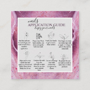 Moderne roze Waterverf in Nail Application Guide   Vierkante Visitekaartje