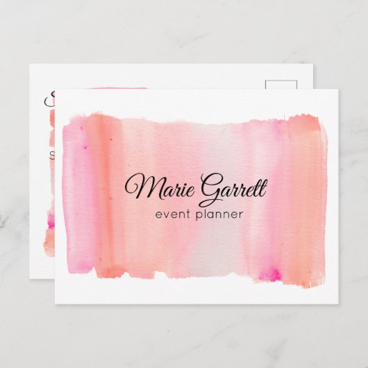 Moderne roze Waterverf penseelweergave Briefkaart (Voorkant / Achterkant)