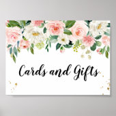 Moderne roze Waterverf schoonheidsbloemen en goude Poster (Voorkant)