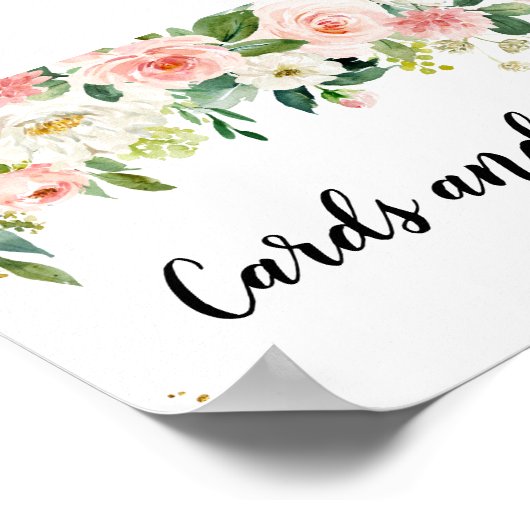 Moderne roze Waterverf schoonheidsbloemen en goude Poster (Hoek)