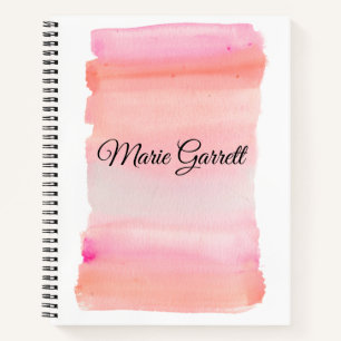 Moderne Roze Waterverf Streek Notitieboek