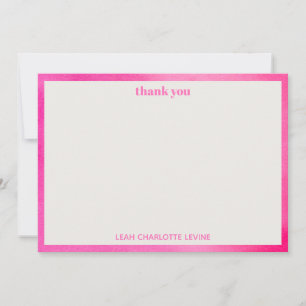 Moderne Roze Waterverf Trendy Aangepaste Bat Mitzv Bedankkaart