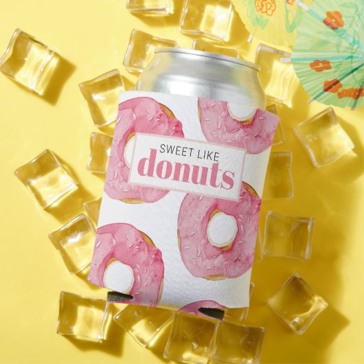 Moderne roze Waterverf zoet als donuts Quote Blikjeskoeler (Insitu Zomer)