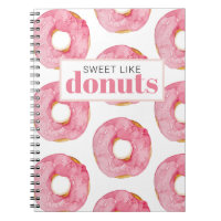 Moderne roze Waterverf zoet als donuts Quote