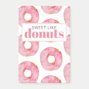 Moderne roze Waterverf zoet als donuts Quote Post-it® Notes