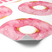 Moderne roze Waterverf zoet als donuts Quote Poster (Hoek)