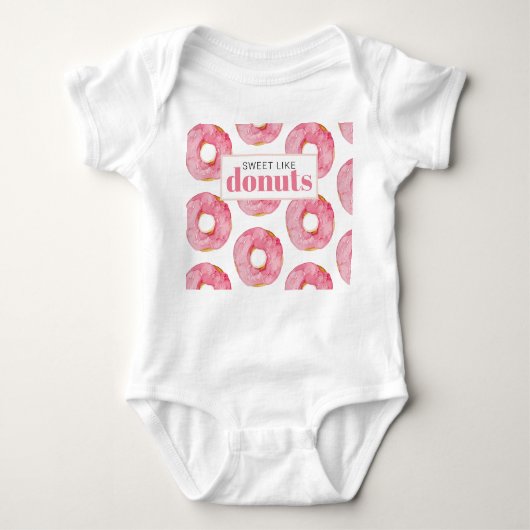 Moderne roze Waterverf zoet als donuts Quote Romper (Voorkant)