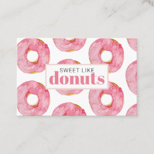 Moderne roze Waterverf zoet als donuts Quote Visitekaartje