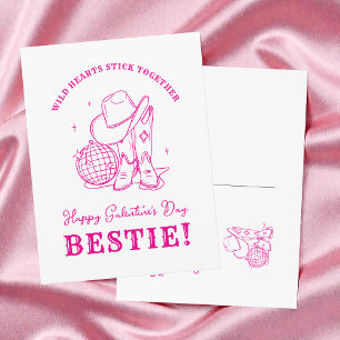 Moderne Roze Westerse Gelukkige Galentine's Day Be Feestdagenkaart