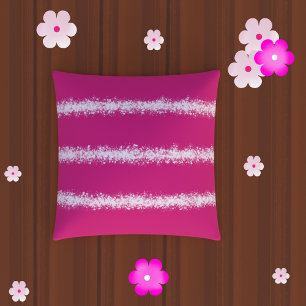 moderne Roze Wit Spatpatroon Strepen Buitenkussen