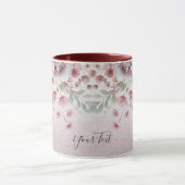 Moderne roze witte bloem koffiemok mok (Midden)