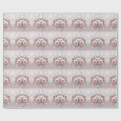 Moderne roze witte bloemen inpakpapier (Vlak)