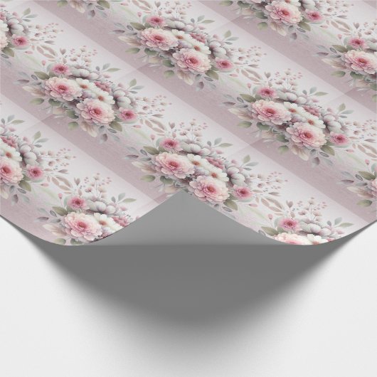 Moderne roze witte bloemen inpakpapier (Hoek)