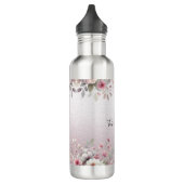 Moderne Roze Witte Bloemen Waterfles (Links)